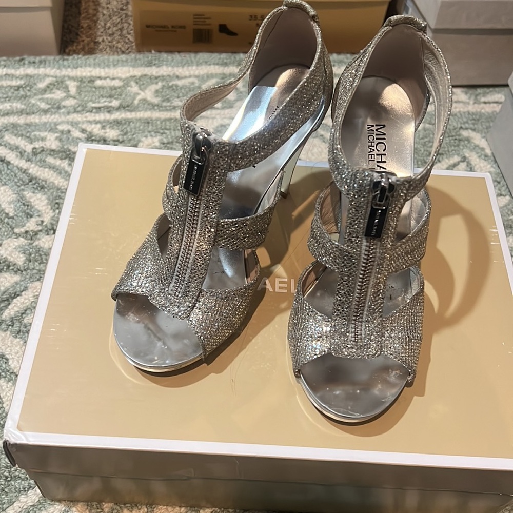 Silver glitter Michael Kors heels